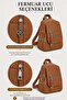 Women's Tan Mini Multi-Compartment Fabric Backpack – Daily Use Bag with Flap Pocket Detail - 6