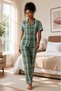 Women's Milan Fabric Comfortable Fit Buttoned Short Sleeve Pajama Set 3149 - 3
