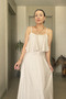Flounced Top Adjustable Thin Strap Lined Long Dress - 2
