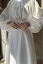 Wavy Chiffon Fabric White Balloon Sleeve Suit - 2