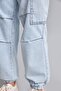 100% Cotton Jogger Fit Elastic Waist Jean Light Blue Trousers for Boys H7278A826Sm - 4