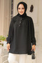 Buttoned Black Hijab Tunic 19026S - 2