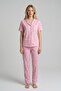 Women's Pink Polka Dot Floral Pocket Cotton Short Sleeve Pajama Set - 2