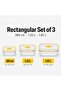 Rectangular Glass Food Storage Container Set, 3 Pieces with Locking Lids, 385ml/ 1.22L / 1.97L, Airtight Food Container - 4