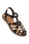Zri̇n-205-02 Premium Black Garni Orthopedic Genuine Leather Women's Sandals - 4