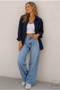 Γυναικείο μακρυμάνικο μπλουζάκι μπλε Navy Oversize Basic - 8