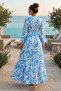 Patterned Hijab Dress Blue 577 - 4