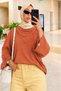 Women's Basic Blouse with Removable Scarf |   Wide Sleeve Comfortable Fit Combed Cotton Bodysuit |   Hijab-Friendly Daily Stylish Long Sleeve Blouse |   Soft Textured Seasonal Women's Tops - 3