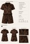 Women's Brown Polo Collar and Button Detail T-Shirt and Shorts Set - 7