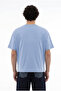 تي شيرت رجالي أساسي من القطن بقصة قصيرة ومقاس كبير باللون الأزرق الفاتح - 5