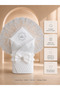 Crown Embroidered Lace Baby Swaddle with Waffle Texture and Bow for Newborns Hospital Release - 2