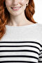 Black and White Striped Neon Green Striped Boat Neck Knit Sweater - 5