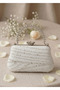Stone Detailed Chain Strap Bridal Bag Evening Dress Portfolio 12X21 cm - 3