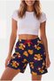 Women's Garfield Printed Navy Blue Pajama Shorts Relaxed Fit Summer Home Shorts Elastic Waist Sleep Shorts