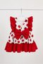 Ruffle and Bow Detail Cotton Girls' Baby Strawberry Dress - 3