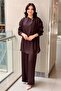 Yaka Gold Buttoned Asymmetrical Cut Tunic Trouser Set - 2