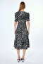 Elastic Waist V-Neck Dress - 5