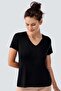 Women's V-Neck Viscose T-Shirt Black
