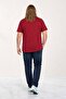 Big Size Men's Crew Neck T-Shirt Summer 23119 Bordo - 3
