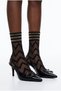 Women's zigzag thin socks black/silver - 2
