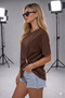 Women's crew neck short sleeve t-shirt with gold side buckle detail 5035 - 4