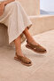 Tan Suede Genuine Leather Women's Daily Sandals - 4