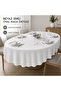 Silvery White Oval Tablecloth |   Handcrafted Sparkling Luxurious Design |   Custom Size