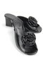 Rosette Flexible Soft Non-Slip Sole (4/6 cm) Black Patent Leather Handmade Rose Detailed Women's Thick Heeled t - 2