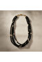 Four Row Black Bead Necklace - Multi Row Women's Choker with Crystal Detail - 2