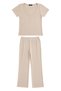 Premium - Neat Collection |   Beige Rib Textured V-Neck Modal Viscose Wide Leg Women's Pajama Set - 6