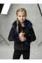 Girl's Denim Jacket with Fur Detail on Hood and Sleeves - 3