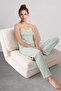 Thick Striped Straps Lace Pajama Set