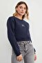 3 Thread Bow Embroidered Crop Sweatshirt - 5