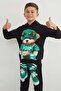 Teddy Bear Printed Hooded Jogger Boy's Set - 2