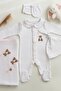 Pink Teddy Bear Embroidered 4-Piece Newborn Set, Gift Hospital Discharge Set, 100% Cotton – 0-3 Months - 4