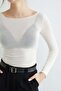 Boat Neck Transparent Blouse - 3