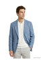 Blue Patterned Modern Fit Linen Blend Jacket