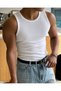 Men's Halter Collar Ribbed Fabric Slimfit Lycra Undershirt for Sports and Daily Use, Set of 3 in White - 2