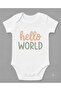 Hello World Printed Baby Bodysuit Short Sleeve Snap Fastener Bodysuit