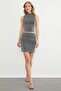 Elastic Waist Stone Glitter Mini Skirt - 5