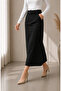 Pocket Detailed Belted Buckle Gabardine Skirt Black - 4