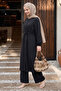 Gathered Buttoned Black Tunic Set - 2