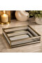Square Glass Bar Presentation Tray Mirrored Antique Metal Decorative Tray 40X40