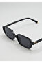 Unisex Rectangular Sunglasses Black Frame Smoked Glass Ejaz C8