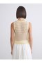 Alita City Women's Knit Sweater with a Contrast Oval Collar and Openwork Design - 4