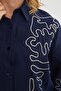 Geometric Embroidered Loose Shirt - 6