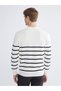 Nevavm Farkıyla Southblue Ecru Knitwear Striped Polo Collar Men's Sweater - 4