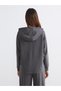 Gray Corded Fabric Lace-Up Women's Hoodie - 4