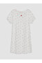 Two Mt Shop Quality Lcw Dream Ecru Combed Cotton Patterned Nightgown - 5