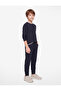 Ribbed Waist Tied Basic School Sweatpants with Pockets - 2